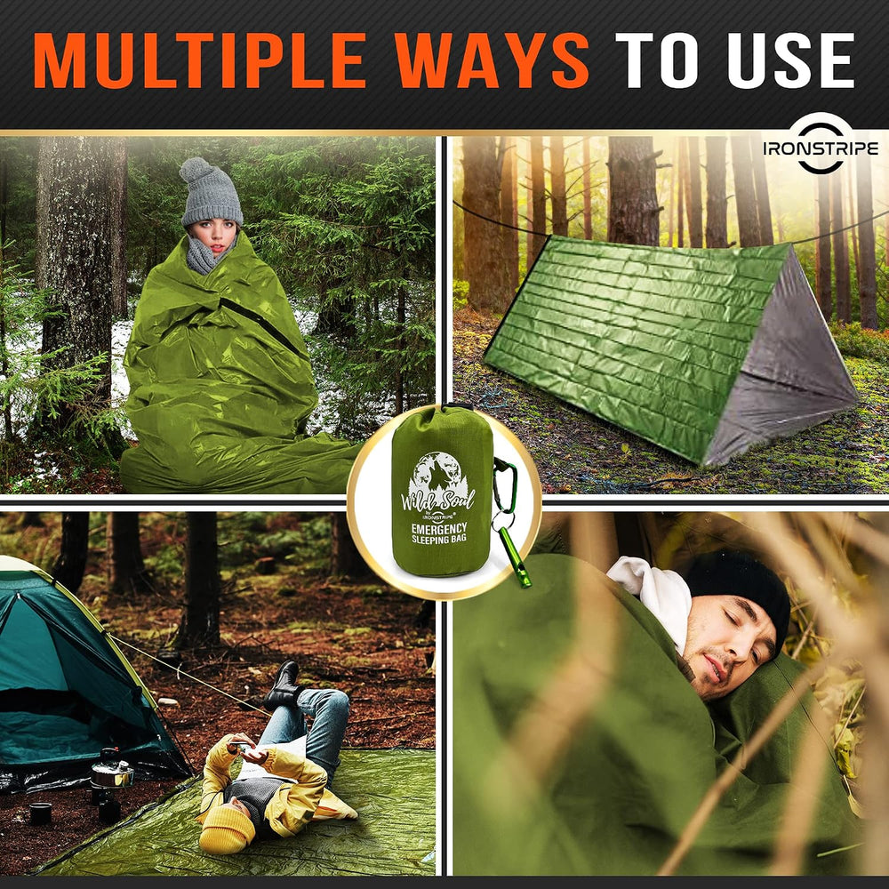 Ironstripe Bivy Sack XL Waterproof Survival Sleeping Bag with Emergency Whist...