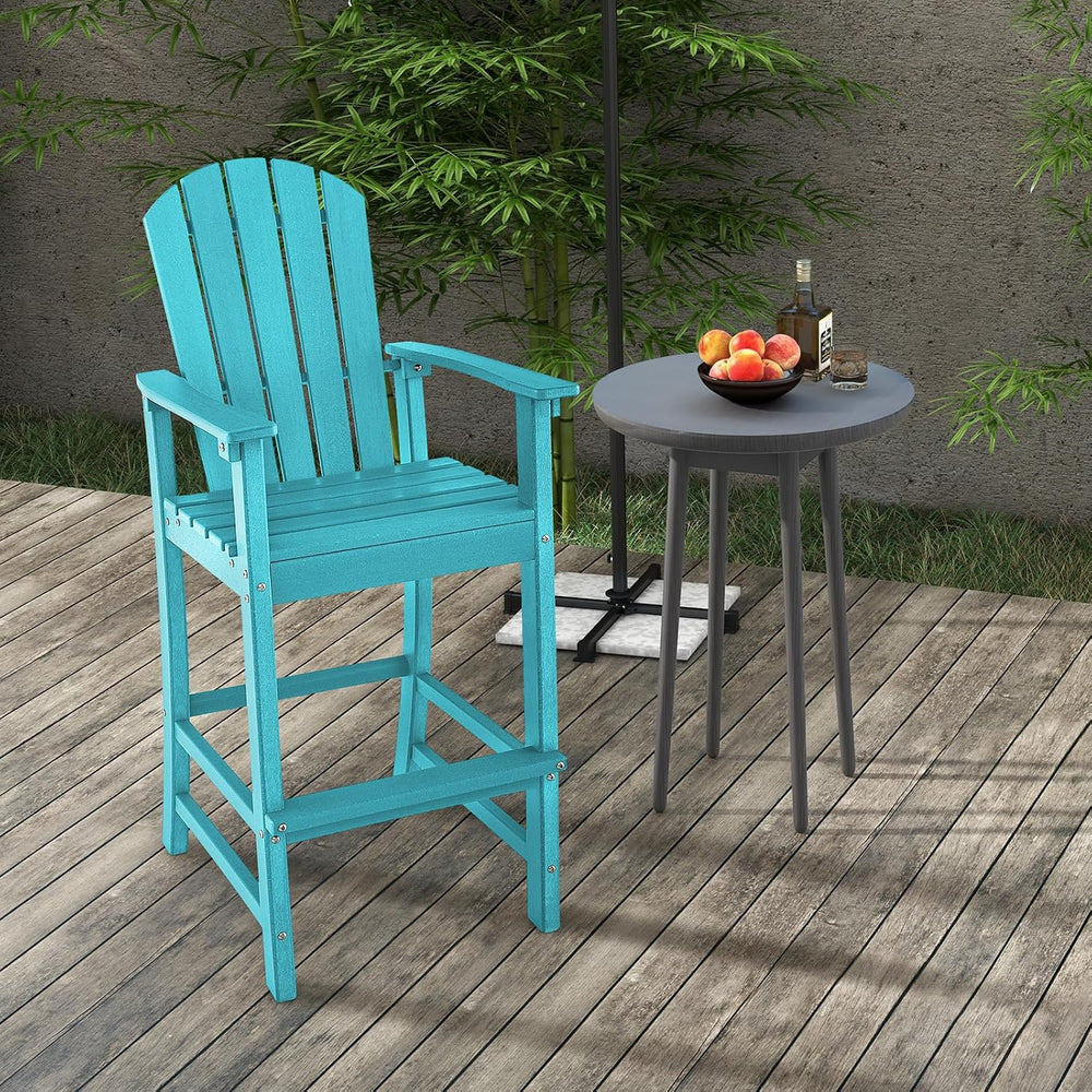 GIANTEX HDPE Outdoor Bar Stools - All Weather Tall Adirondack Chair with Armr...