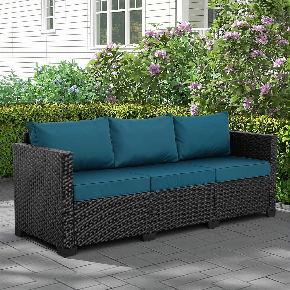 Rattaner Outdoor Furniture Outdoor Couch Patio Furniture 3-seat Sofa Deep Sea...