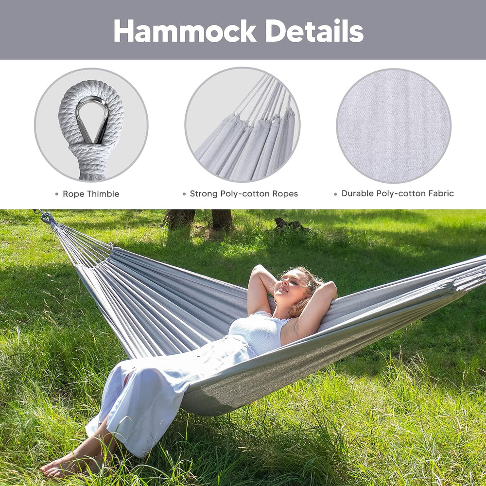 Stand Alone Hammocks for Outside, 2 Person Self Standing Hammock, Light Gray