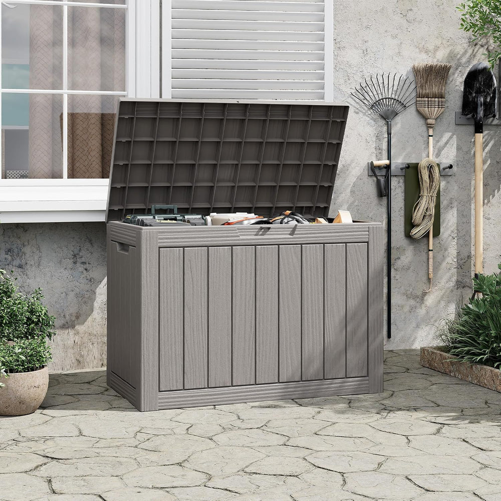 Outdoor Storage Waterproof Deck Box for Patio (45 Gallon, Grey)