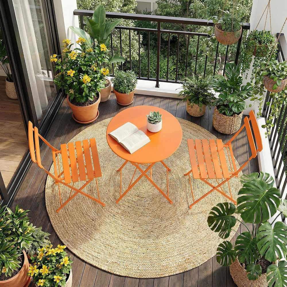 GarveeLife 3 Piece Patio Bistro Set, Patio Furniture Set, Orange