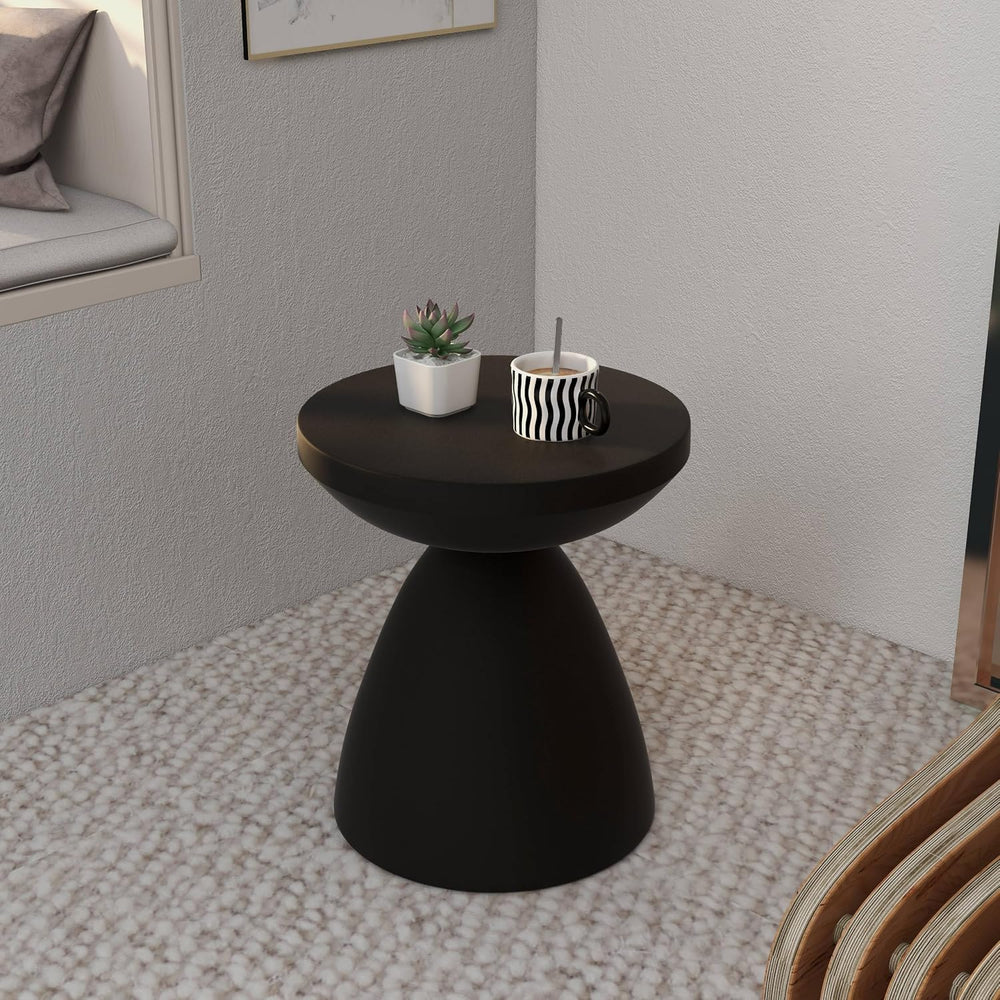 LeisureMod Modern Side Table Lightweight Fiberstone Top 20" Round Accent...