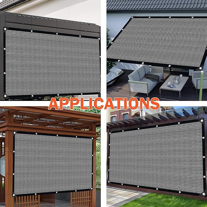 Grey Sun Shade Cloth,Pergola Shade Cover with Reinforced Grommets,90% Shade F...