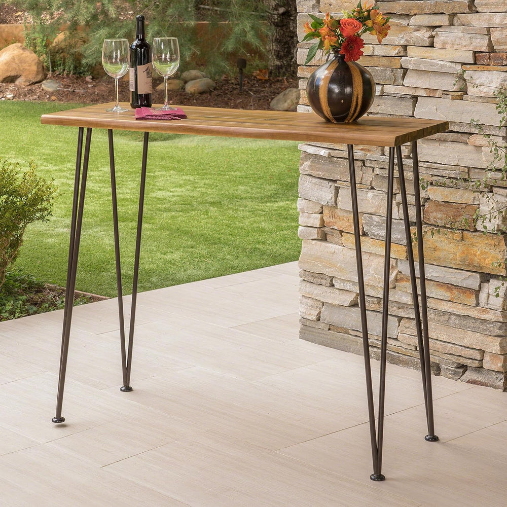 Christopher Knight Home Denali Ouotdoor Industrial Acacia Wood Bar Table with...