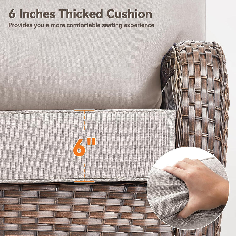 6" Thick Outdoor Cushions 22x24x6, 2-Set Deep Seat Patio Cushions with R...