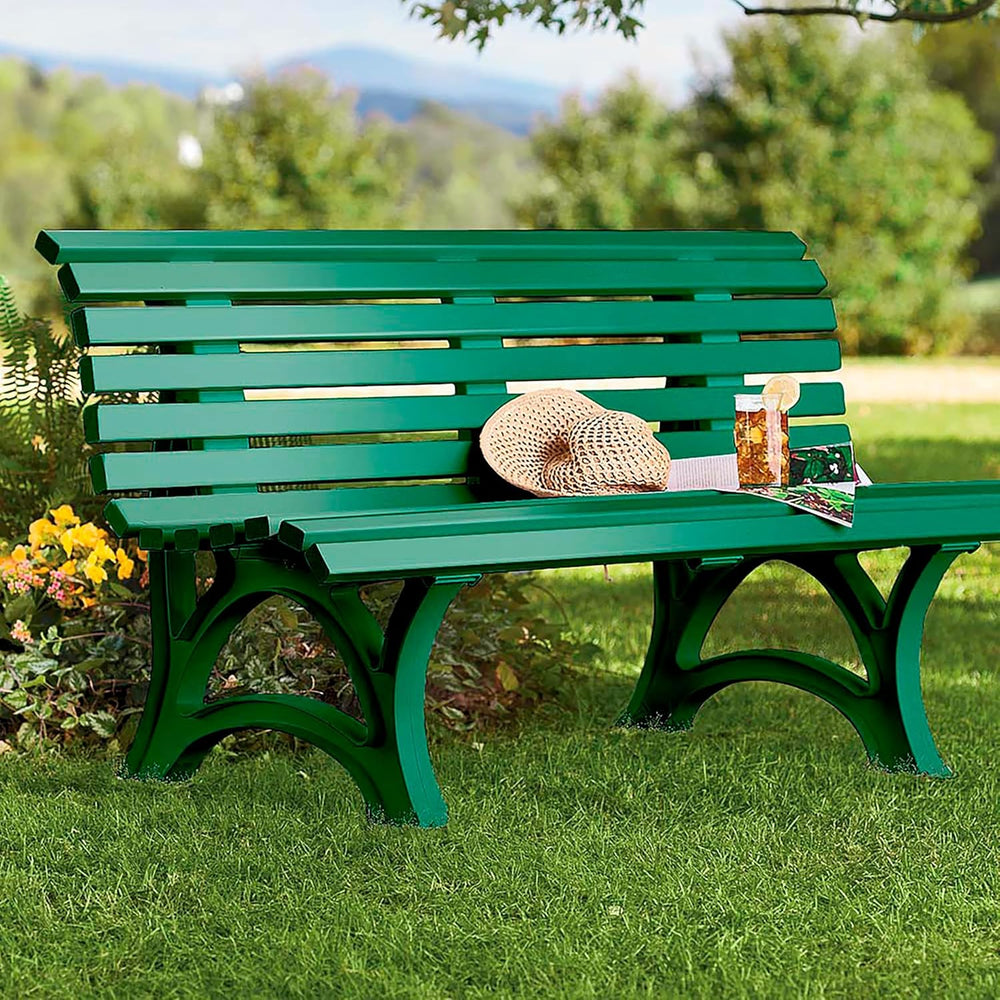 Plow & Hearth Weatherproof German PVC Outdoor Bench | 3-Seat | Holds Up t...