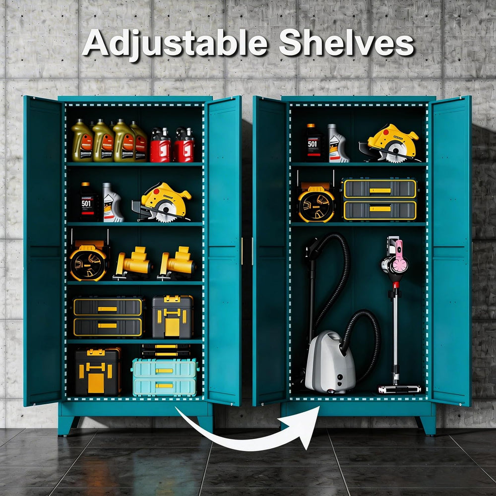 71" H Garage Storage Cabinets with Doors and Shelves,Metal Storage Cabin...