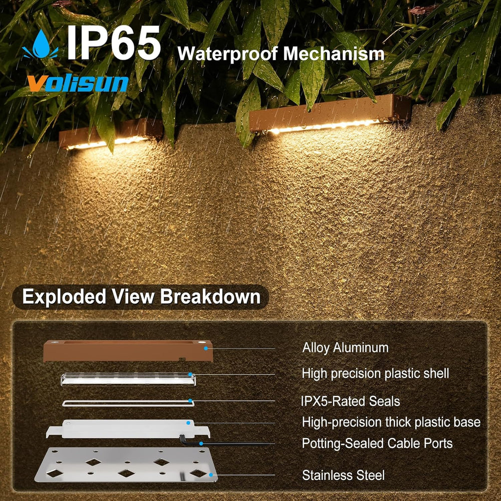 VOLISUN 7 Inch Retaining Wall Lights, 2700K Hardscape Lighting, 12 Pack | IP6...