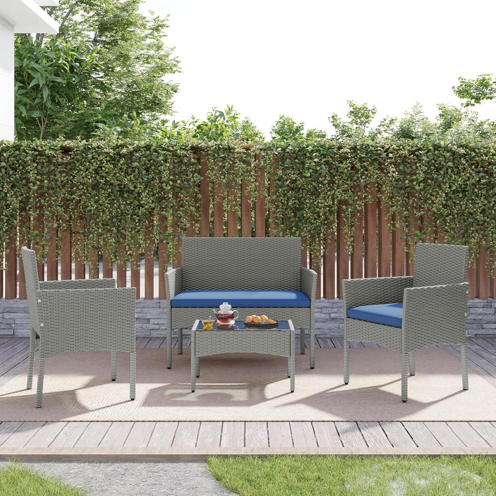 Yaheetech Patio Furniture Set 4 Pieces Conversation Sets, Rattan Chair Wicker...