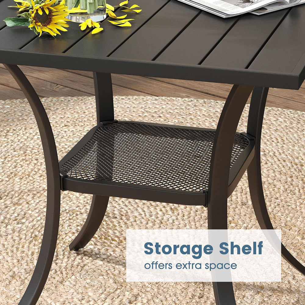 DIFY 3-Piece Outdoor Patio Bistro Dining Set, Black Small Square Dining Table...