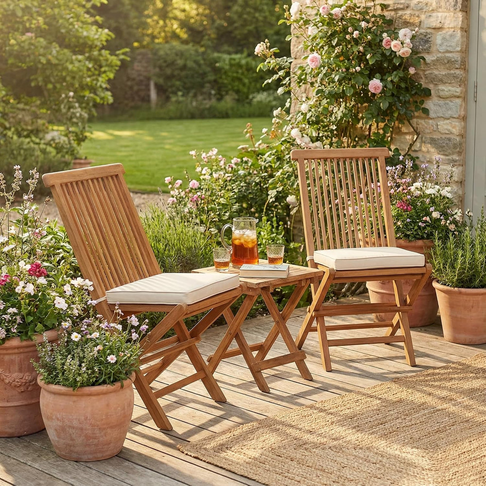 Vega Golden Teak Wood Outdoor Folding Chair (Set of 2)