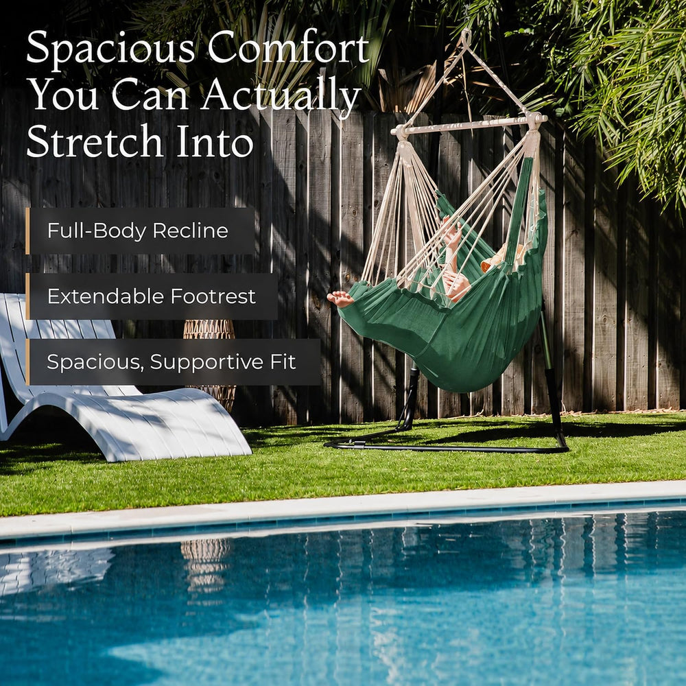Hanging Hammock Chair Swing with Footrest - XL Hammock Swing Chair