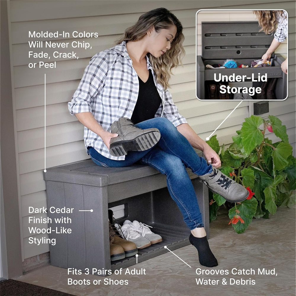 Step2 Lakewood Boot Bench, Functional Entryway Rack, Shoe Organizer Utility B...
