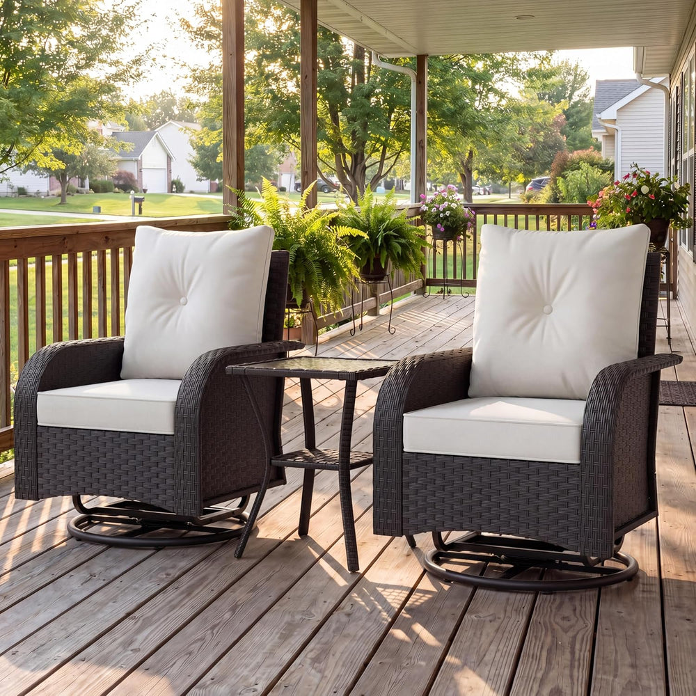 UDPATIO Outdoor Furniture 3 Piece Patio Swivel Chair, Olefin Fade Resistant