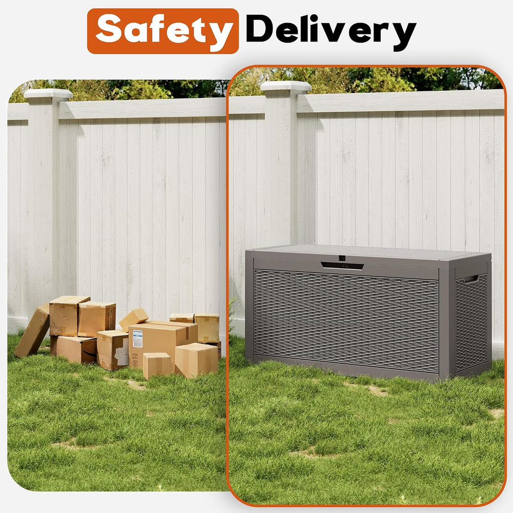 Outdoor Deck Storage Box, Waterproof,Grey,90 Gallon