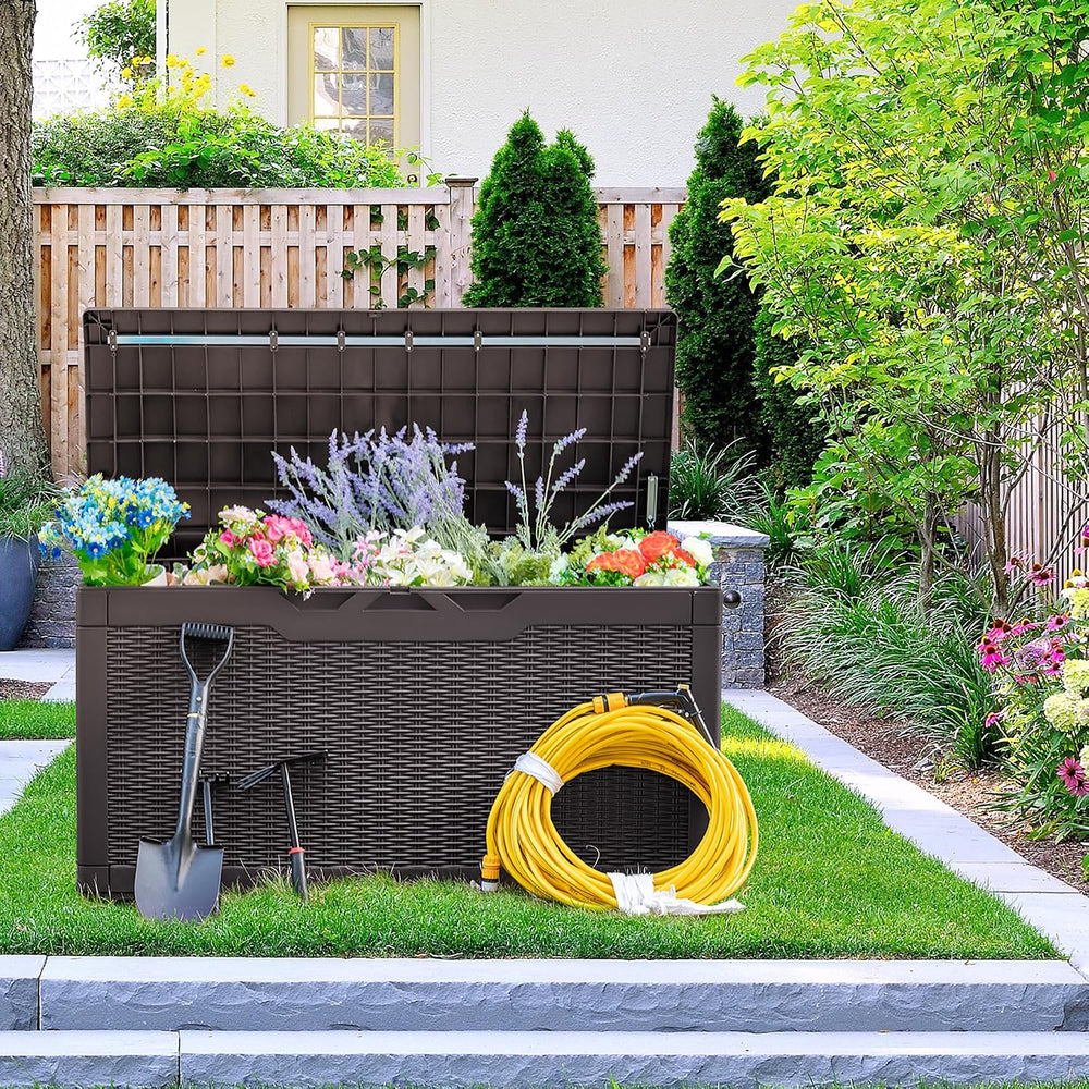 Devoko 97 Gallon Deck Box, Waterproof Resin Outdoor Storage Box for Outside a...