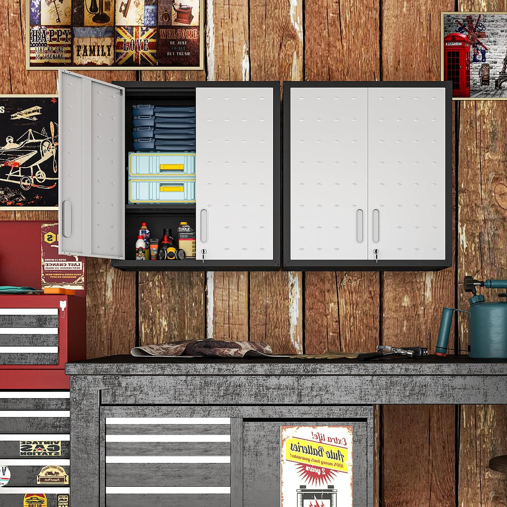 Wall Mounted Metal Storage Cabinet, Garage Hanging Tool Cabinet