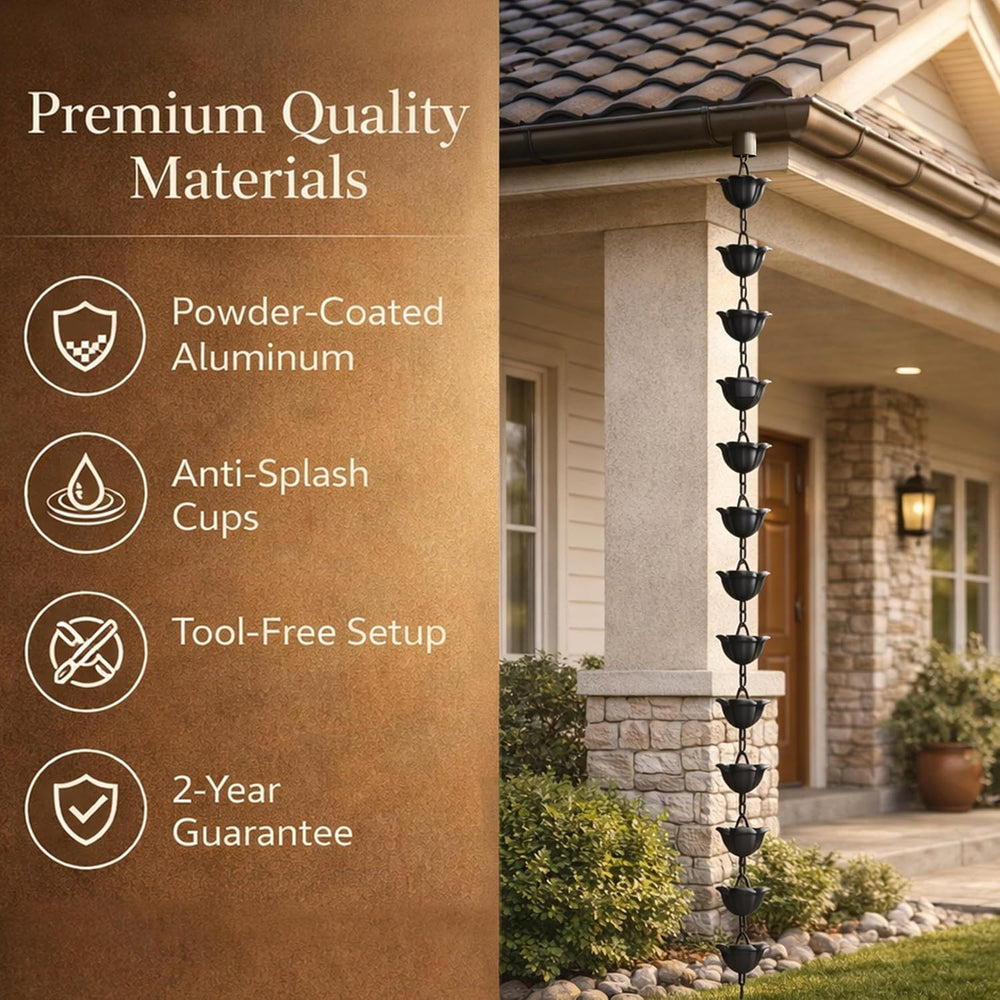 Gardzen Aluminum Rain Chain for Gutter