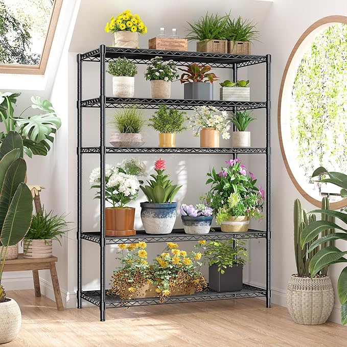 5 Tier Storage Shelves 71"H Wire Shelving Adjustable Metal Shelving,1000...