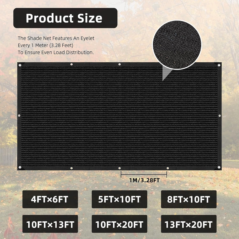 10x20 FT Shade Cloth for Garden, 90% Sun Shade Covers Black, UV Resistant Sha...
