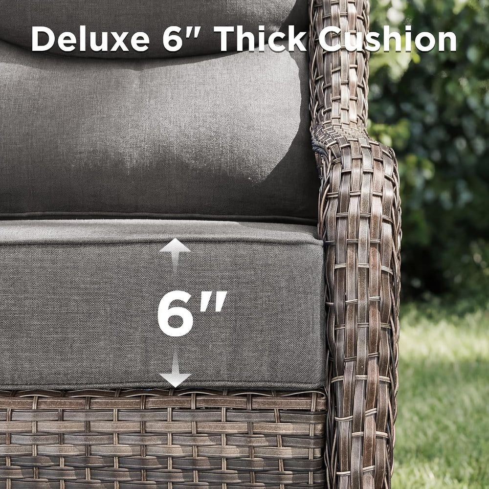 Luxury Patio Furniture Set with Fire Pit Table-4 Pieces High Back Wicker Swiv...