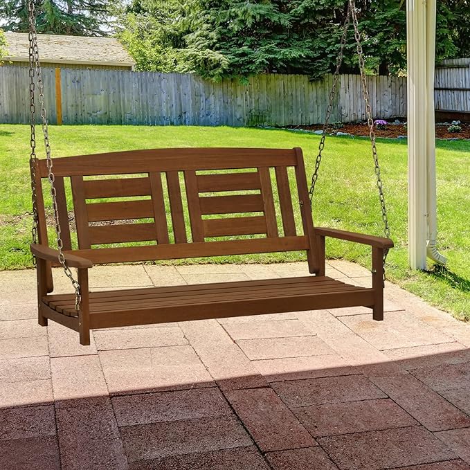 Furinno Tioman Hardwood Patio / Garden / Outdoor 4ft Porch Swing, 2 Seater wi...