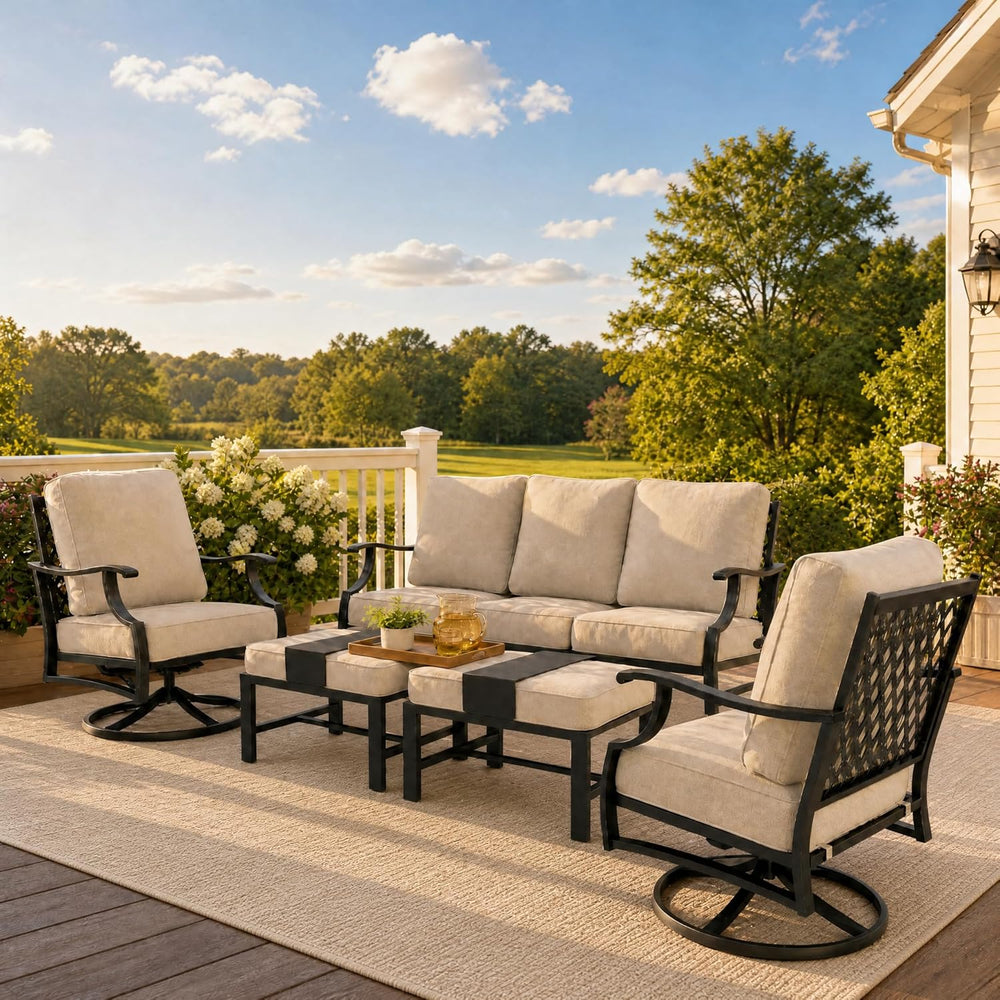 SUNSHINE VALLEY 5 PCS Patio Furniture Set, Metal Couch