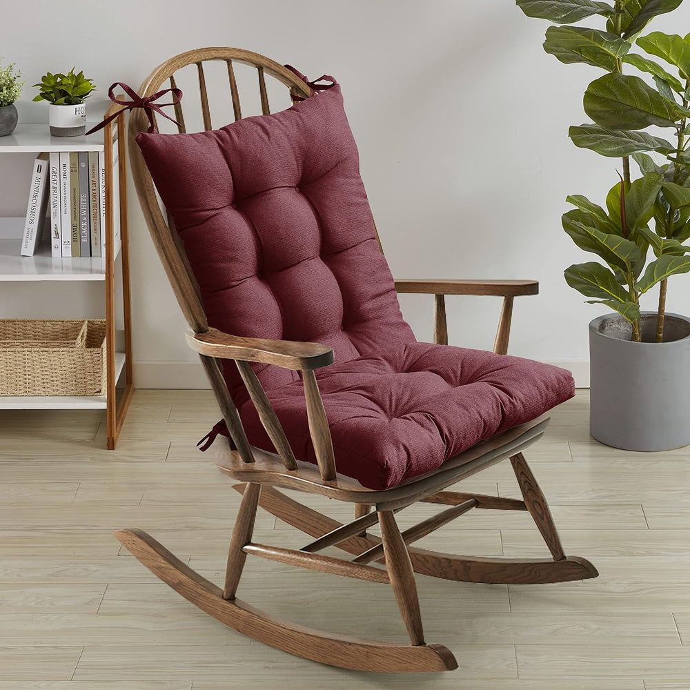 Rocking Chair Cushion Premium Pads Non Skid Slip Backed Set of Upper and Lowe...
