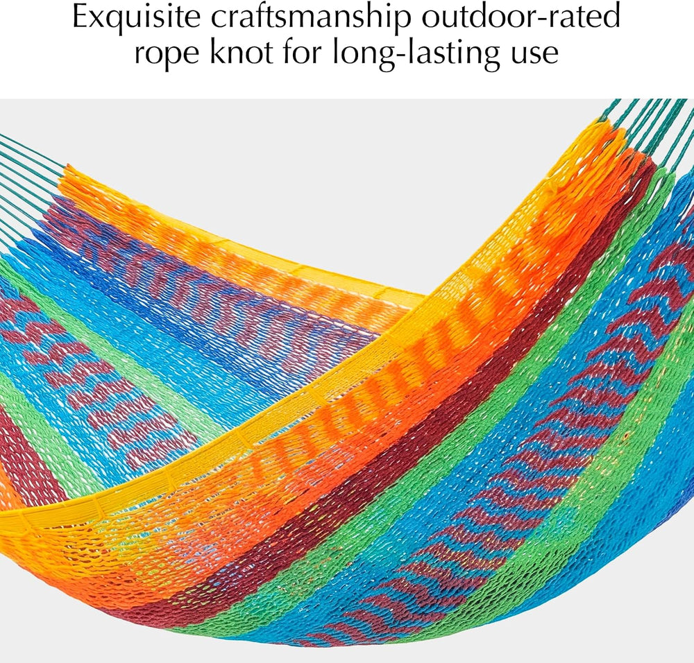 Handwoven Rope Mayan Hammock for Outside, 600 lbs Capacity