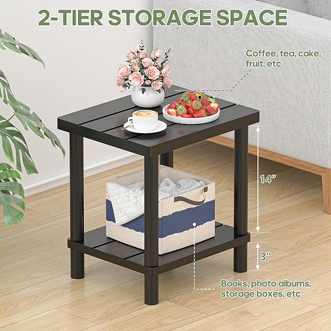 Outdoor Side Table, 2-Tier Small Outdoor Table for Patio, Adirondack Side Tab...