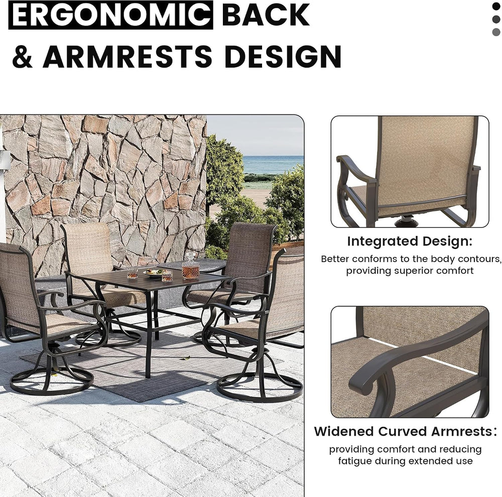 Patio Swivel Chairs Set of 2, Outdoor Rocking Dining Chairs with High Back
