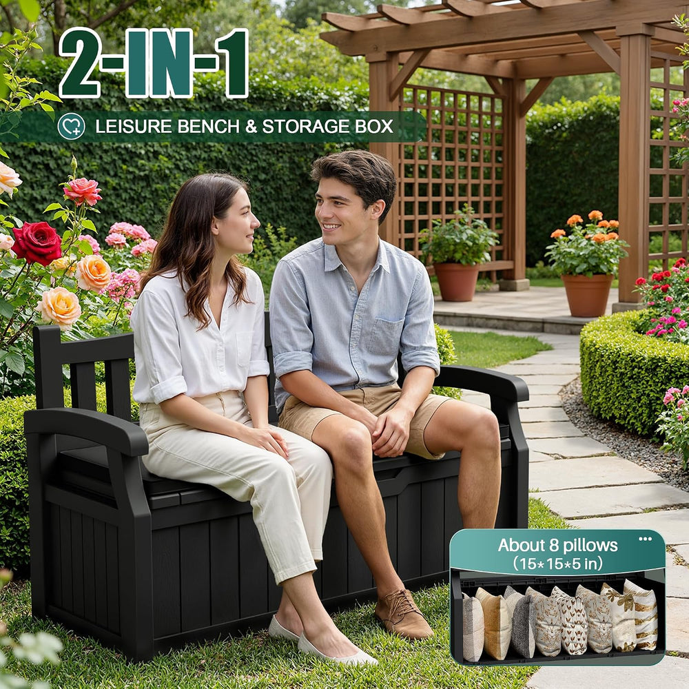 Devoko 80 Gallon Storage Bench with Cushion, Deck Box Waterproof&Lockable