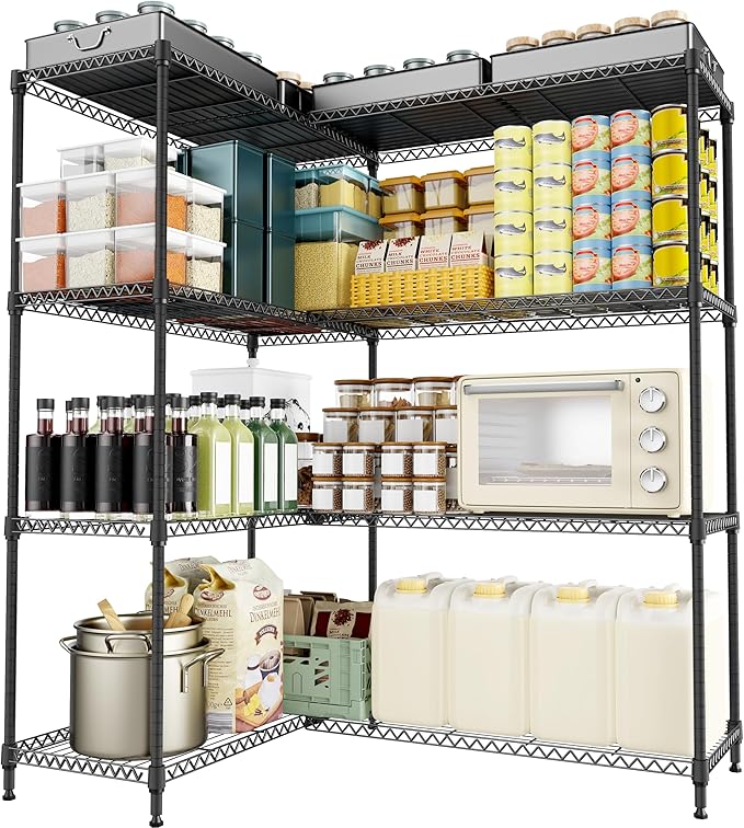 4 Tiers Storage Shelves Load 1200LBS, Metal Shelving Wire Metal Shelving Unit...