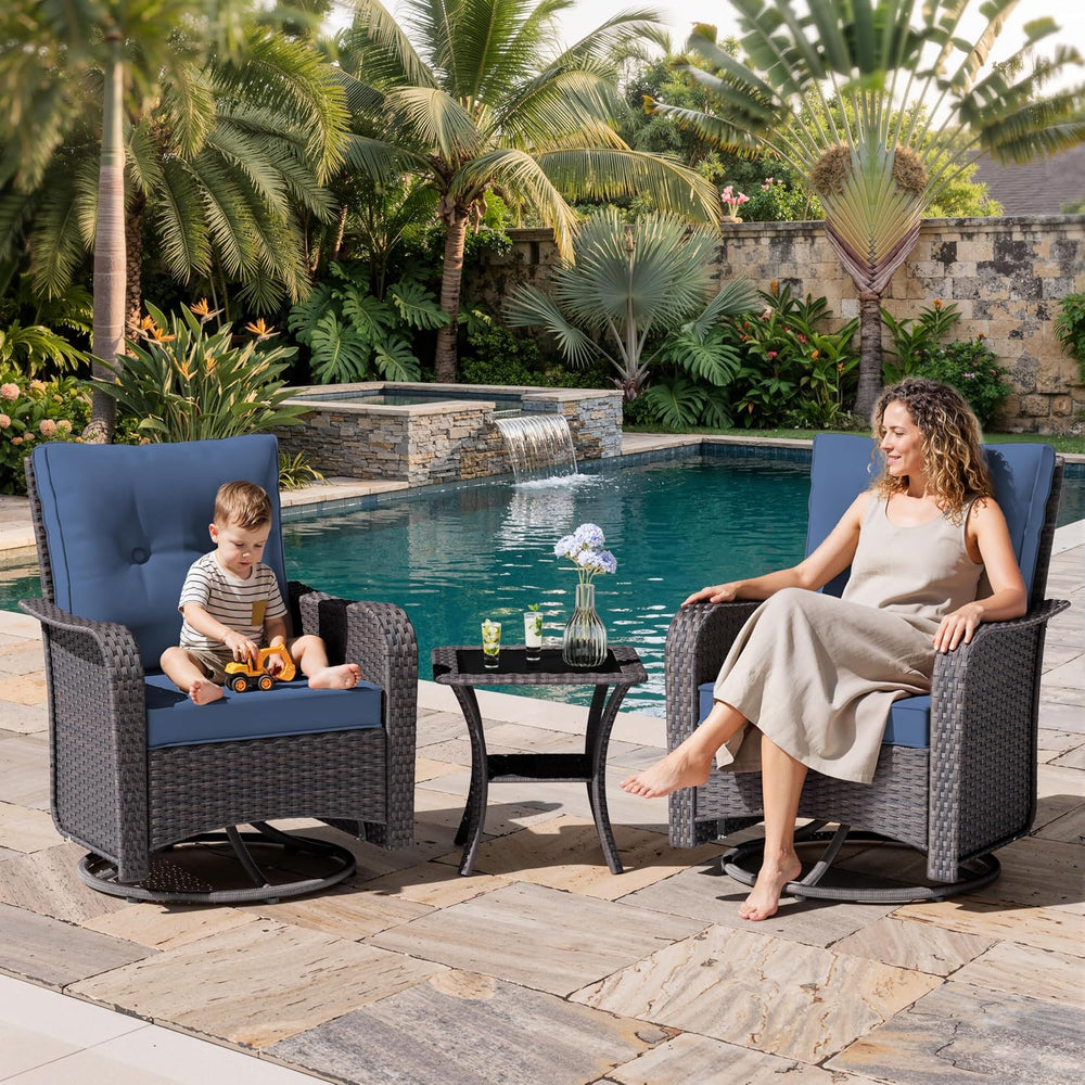 Outdoor Patio Chair Set of 2 Wicker Rocking Porch Swing Rattan Two Chairs
