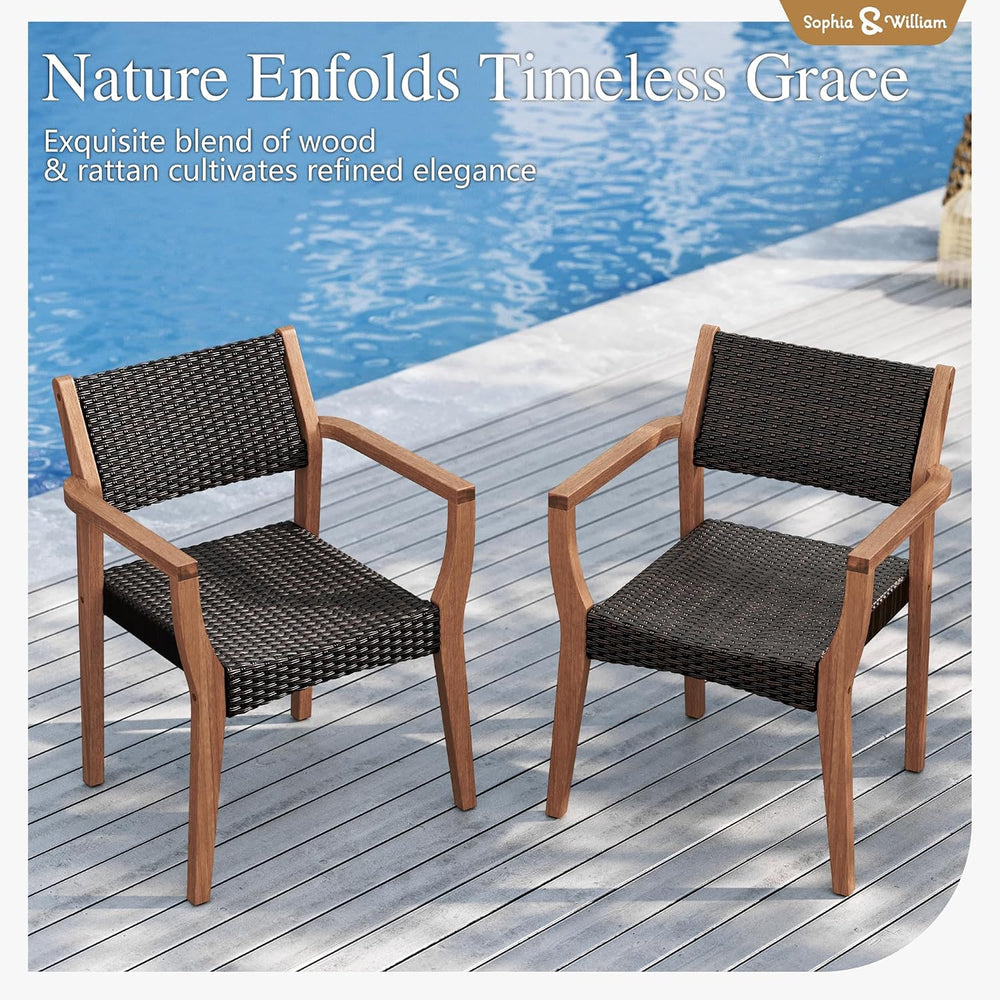Sophia & William Outdoor Dining Set for 6, Expandable Acacia Wood Table