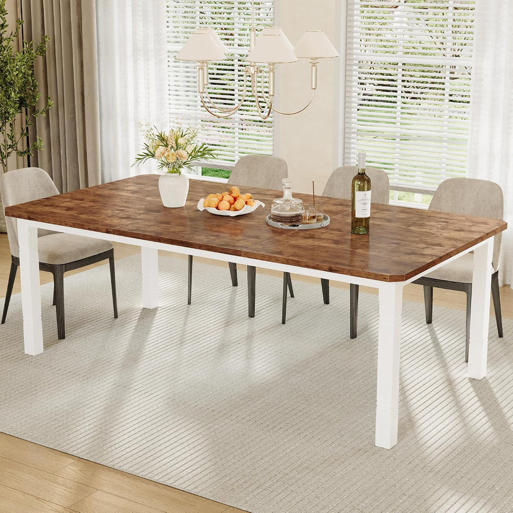 Garvee Large Dining Table for 6-8 People, 79" Wooden Kitchen Table