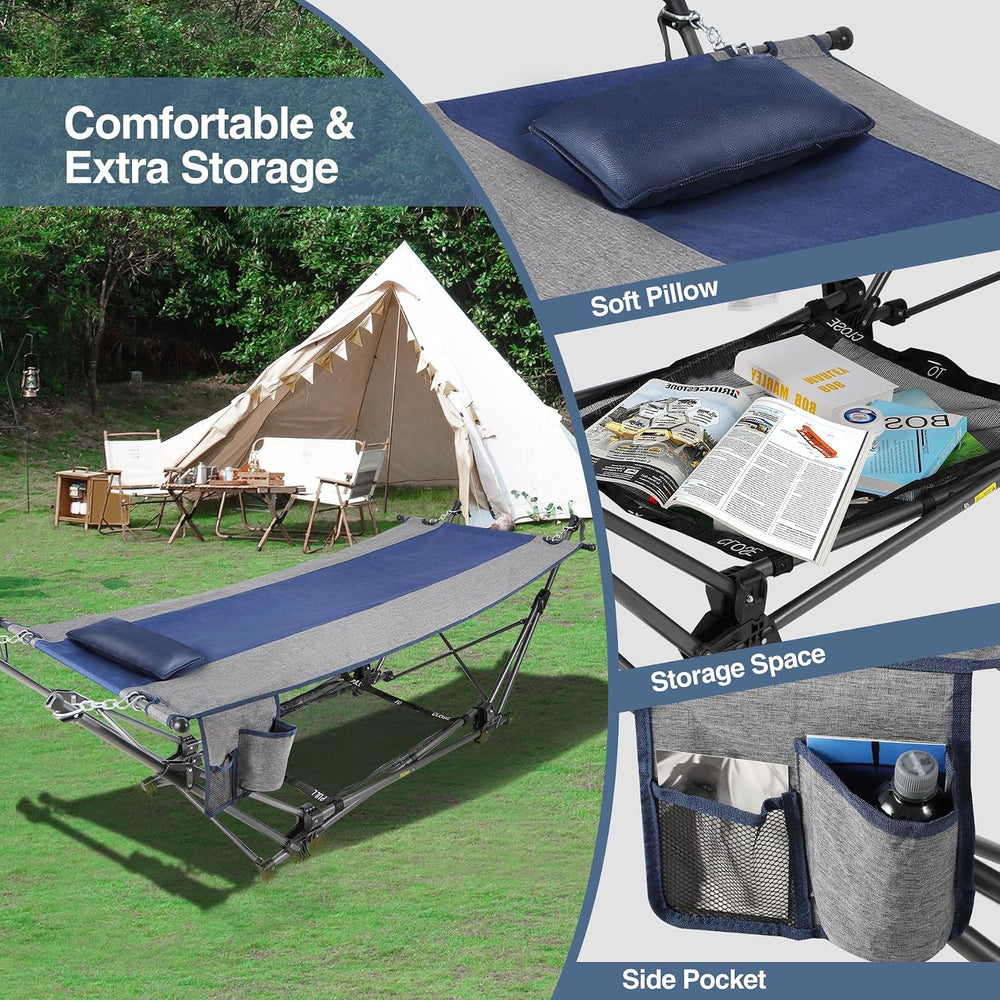 Portable Hammock with Stand, Collapsible Foldable Hammock Includes Removable ...