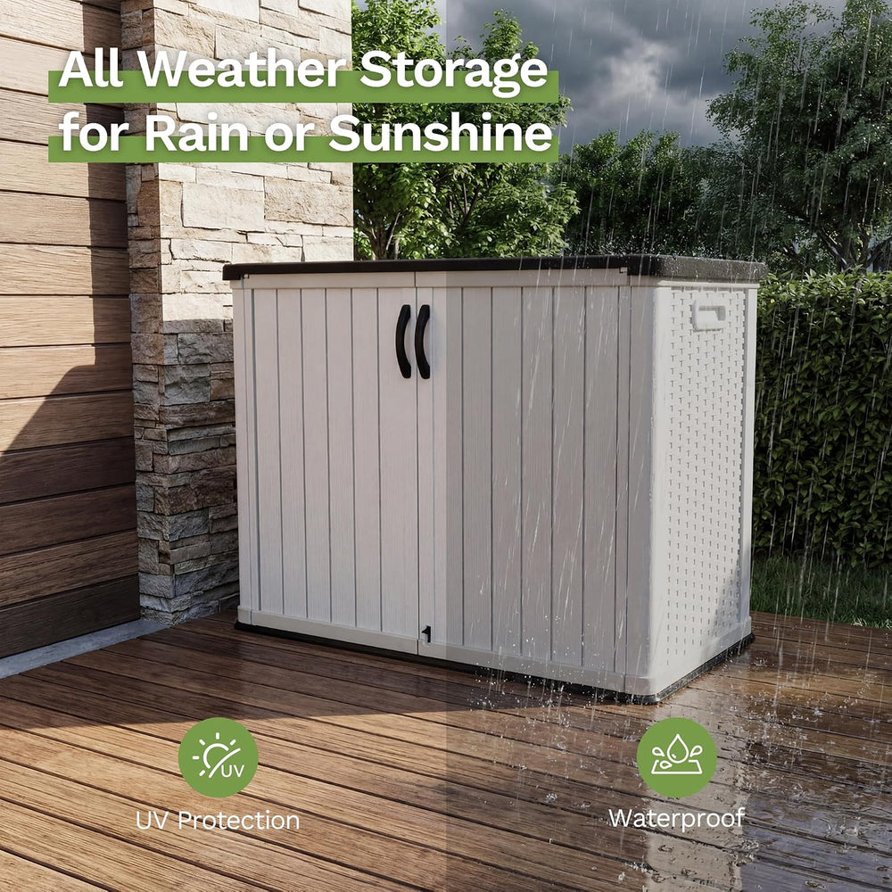 Patiowell 26 Cu.ft Plastic Outdoor Storage Cabinet, Lockable Waterproof Horiz...