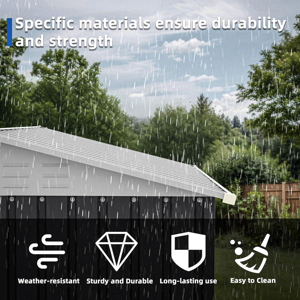 JY QAQA 5x3 FT Outdoor Garden Storage Shed, Waterproof Metal Garden Sheds wit...