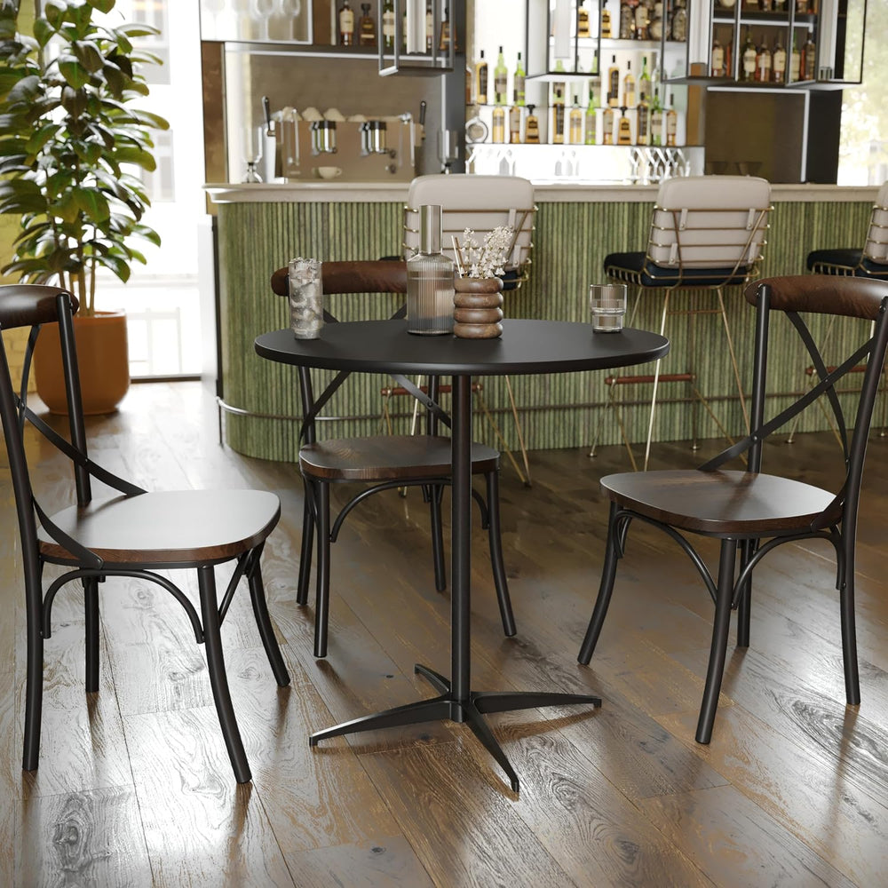 Flash Furniture 30 in Wood Round Cocktail Table, Black