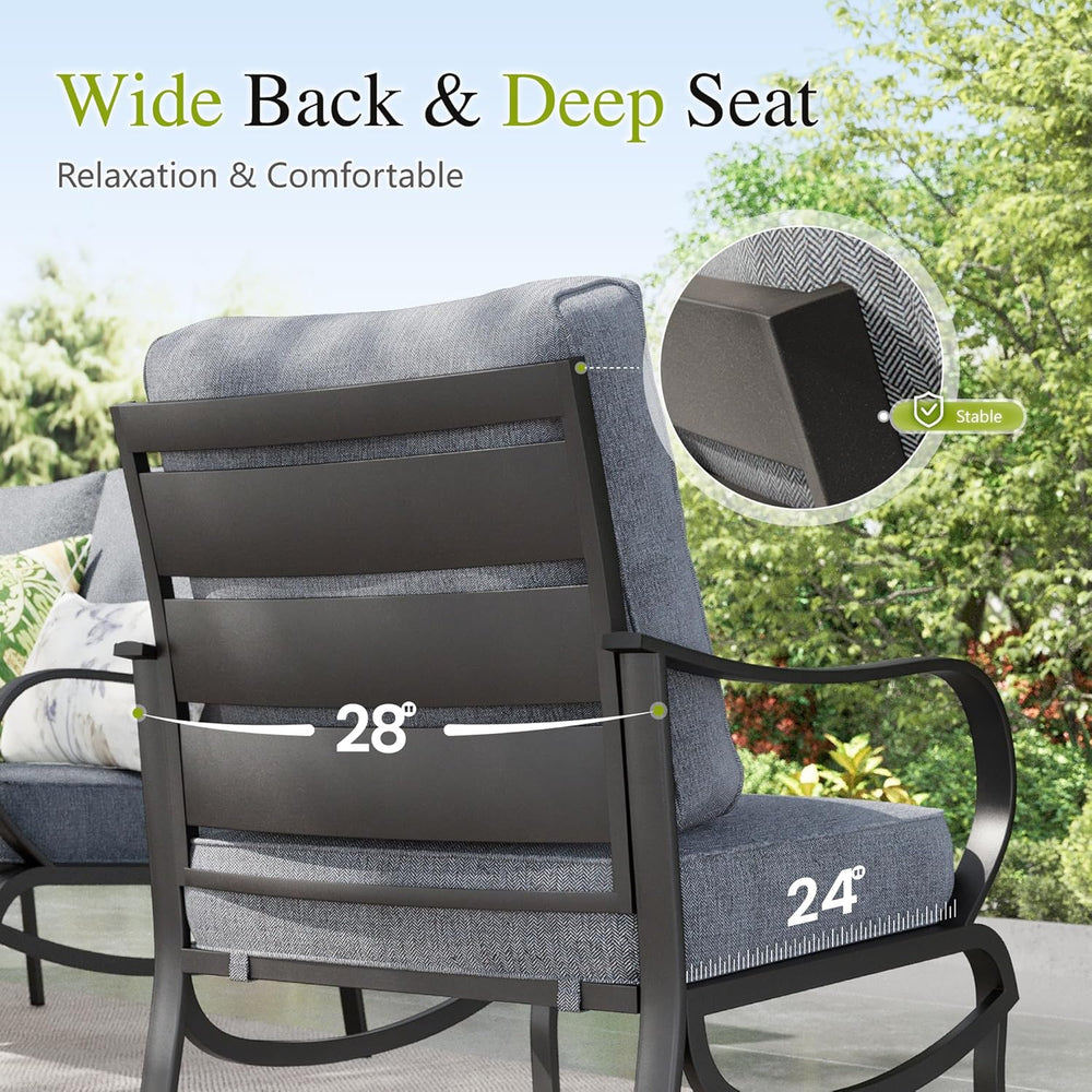 Sophia & William 8 Piece Metal Patio Furniture Set with Fire Pit Table,Gray
