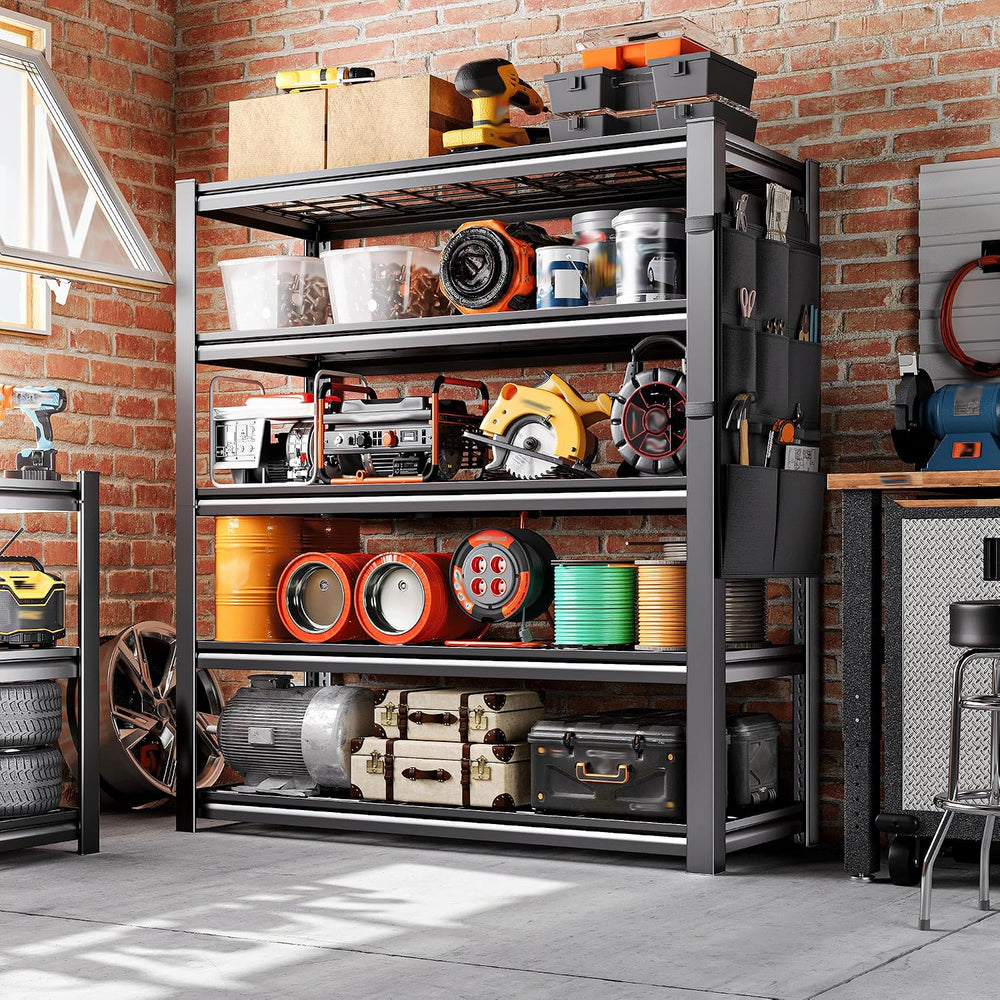 REIBII Storage Shelves,Heavy Duty Garage Shelving with Tool Bag For DIYers