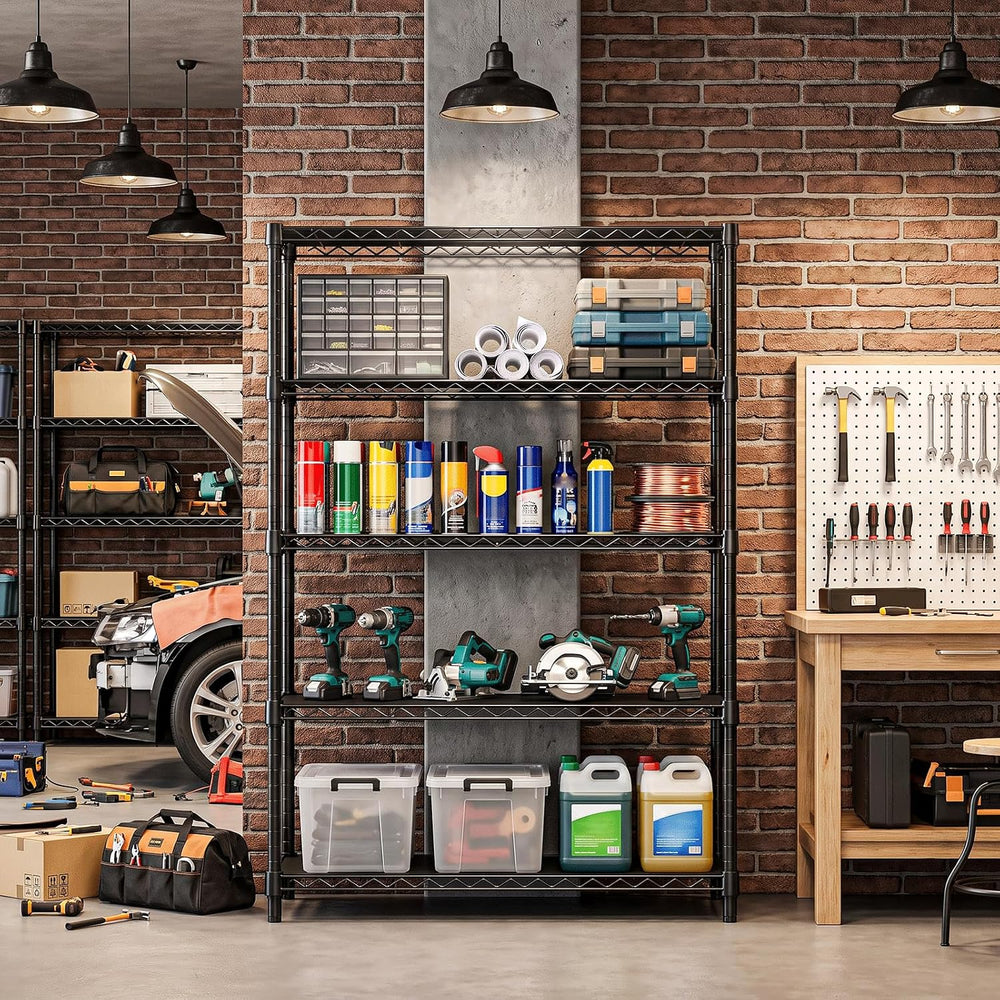 5-Tier Garage Shelving Unit, Heavy Duty Metal Wire Shelving