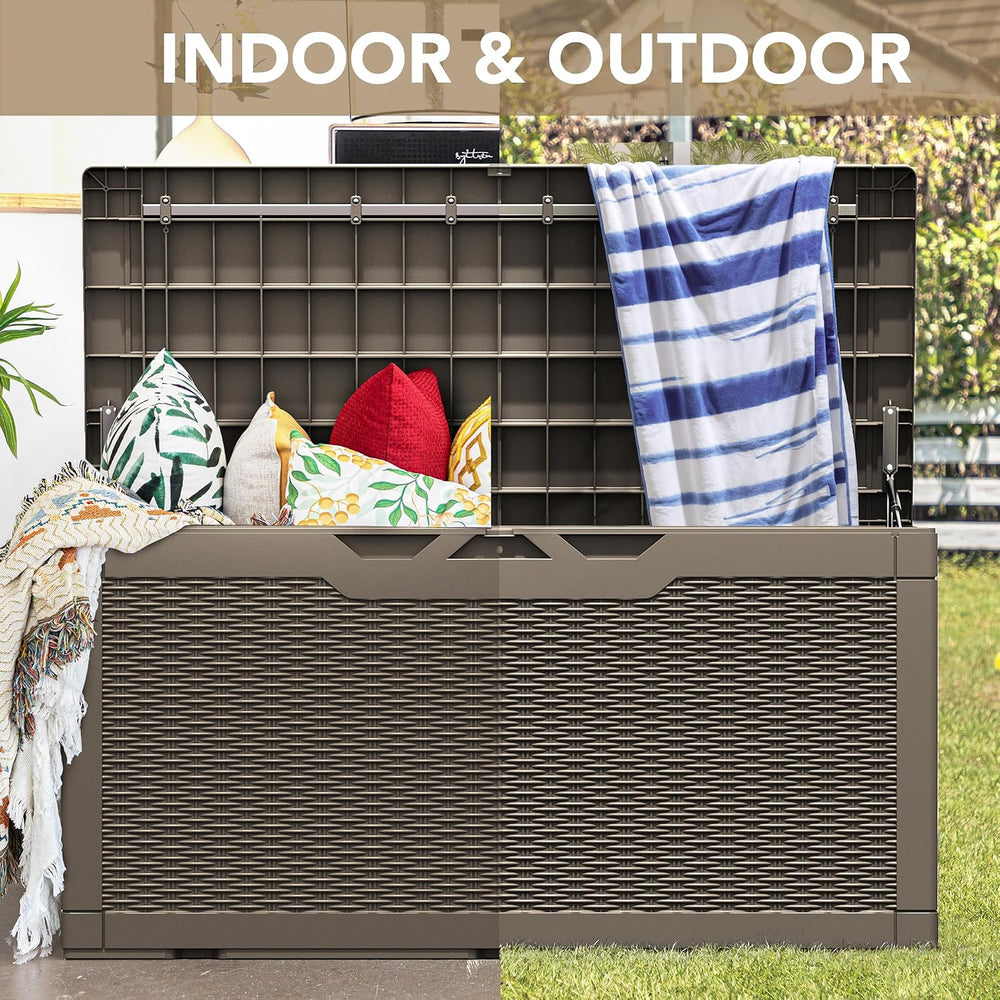 Devoko 100 Gallon Waterproof Deck Box, Resin Large Outdoor Storage Box