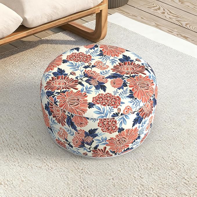 LVTXIII Indoor/Outdoor Extra Large Inflatable Ottoman Pouf D31 x H14 Inch, Ro...
