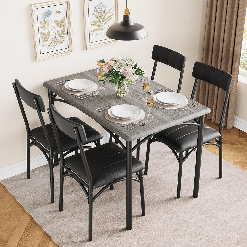 Garvee Farmhouse Dining Table Set for 4, Small Kitchen Table with 4 Upholster...