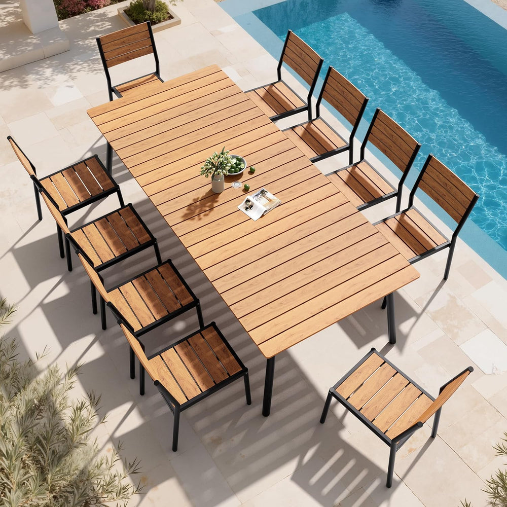 83" Patio Outdoor Dining Table for 8 Person with Wood-Grain Top