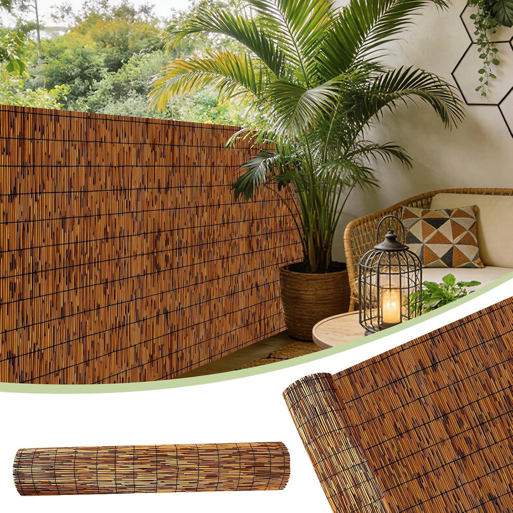 FENRUNXU Bamboo Reed Screen Fencing,4FT X 16.4FT Natural Reed Fencing Bamboo ...