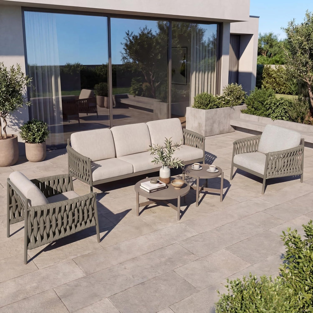 Grand patio 5-Piece Outdoor Furniture Set, Outdoor Sofa Set with 2 Round Side...